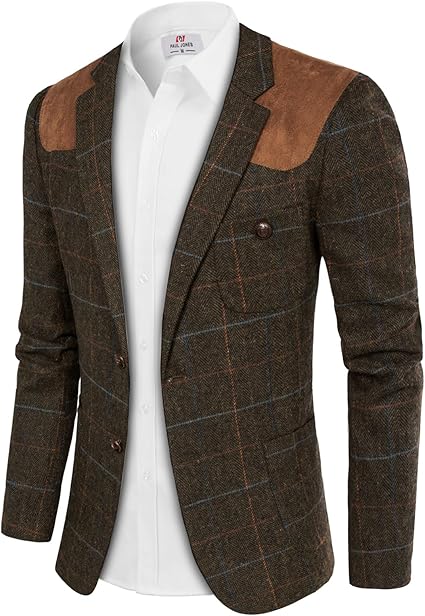 Elevate Your Style with the Men's Herringbone Tweed Blazer - A Timeless Wool Blend Sport Coat for Any Occasion