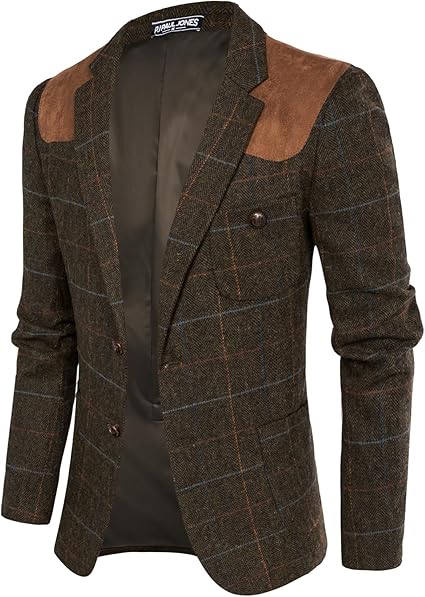 Elevate Your Style with the Men's Herringbone Tweed Blazer - A Timeless Wool Blend Sport Coat for Any Occasion